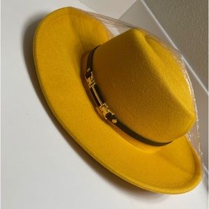 Yellow Wide Brim Fedora Hat